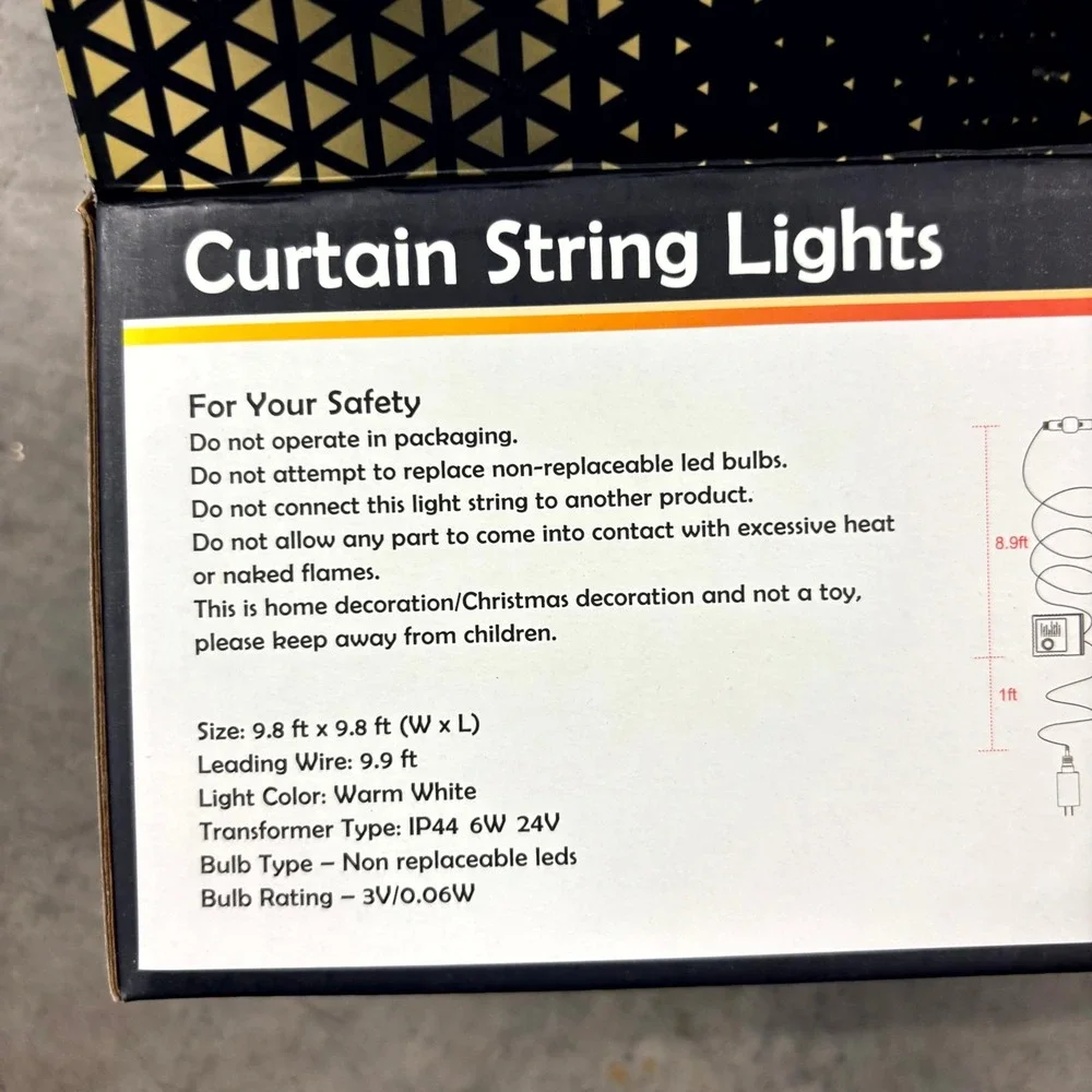 MAGGIFT 304 LED Curtain String Lights Warm White 9.8x9.8ft Indoor Outdoor 8 Mode